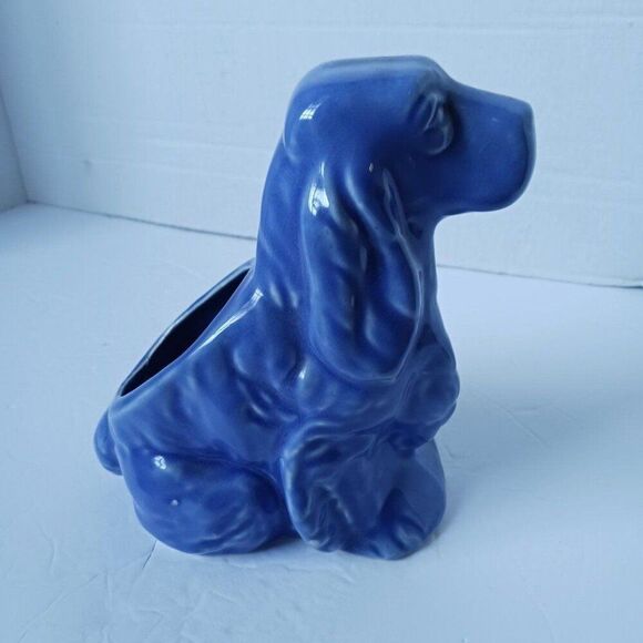 1950s Blue Dog Vase/Planter - Picture 1 of 12